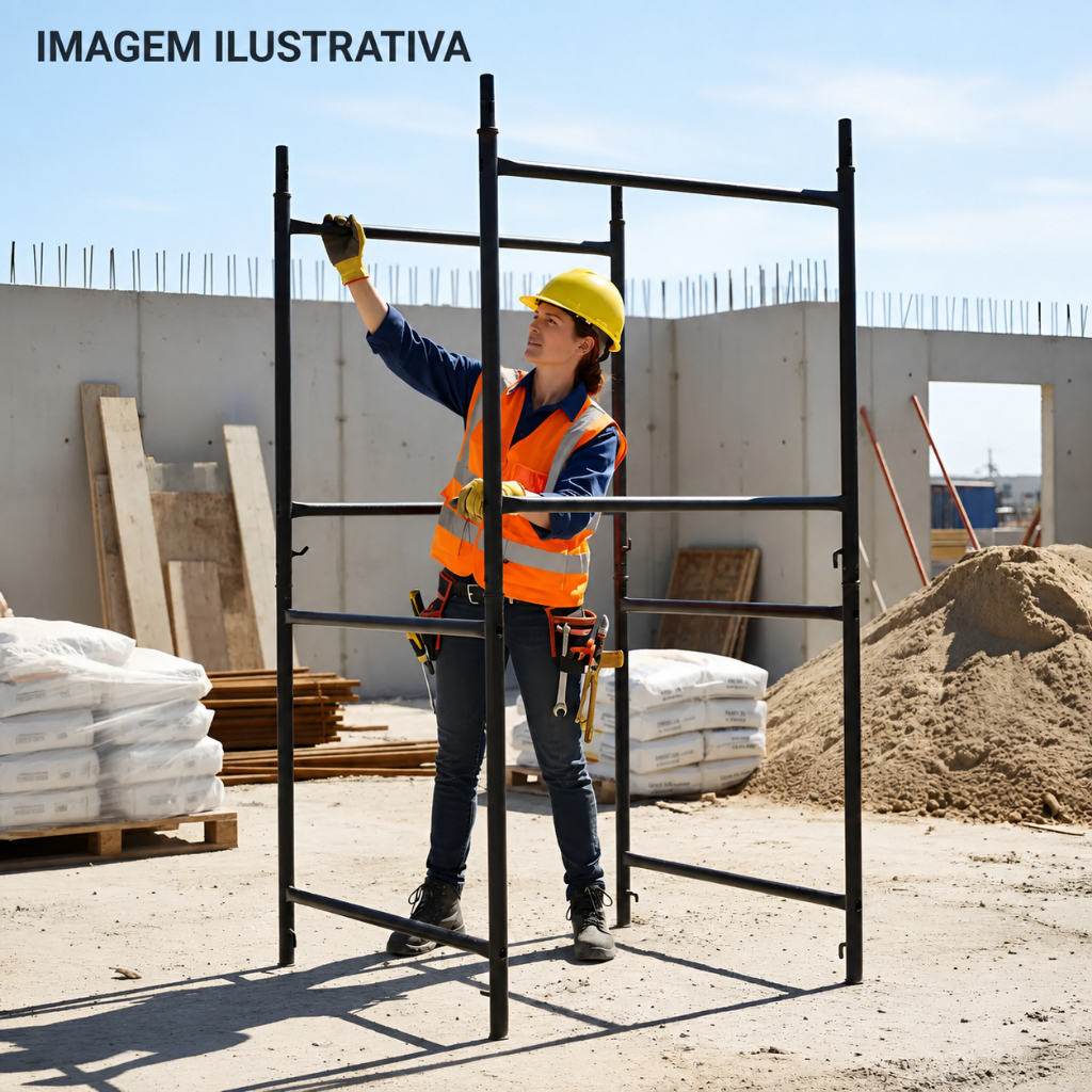 Kit 2 Andaimes de Aço 100x100cm Profissional para Construção
