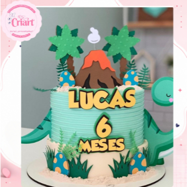 Topo de Bolo Dinossauro, dino baby, Personalizado Aniversário Menino Menina Festa Papel Fotográfico Nome e Idade