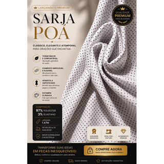 * Sarja Poá com Elastano 97% Poliéster 3% Elastano 1,50m – Tecido Premium para Confecção