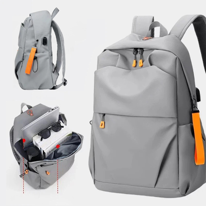 Mochila Masculina Feminina Impermeável com Entrada USB para Notebook Viagem e Trabalho
