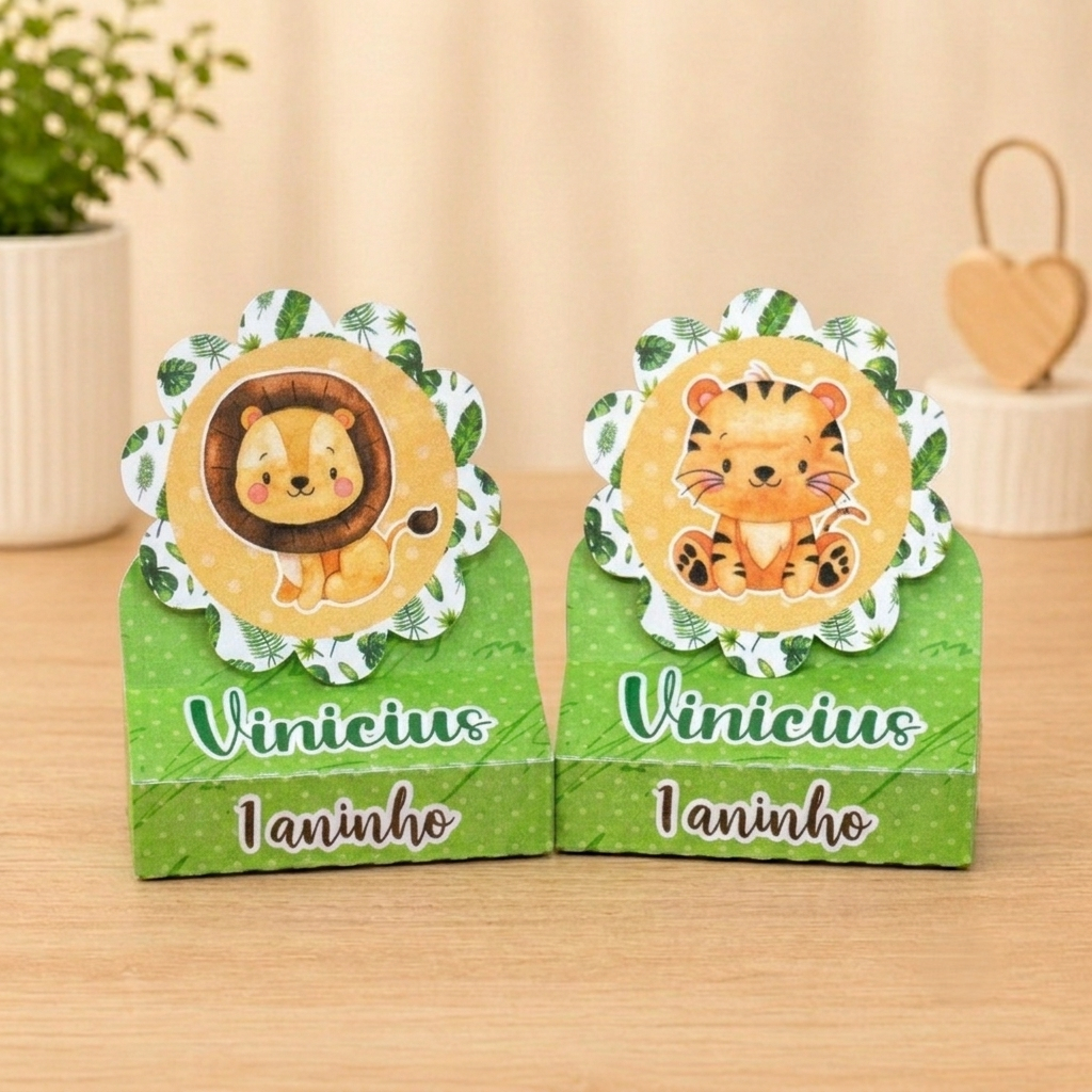 Porta Bis Duplo Safari kit Lembrancinha Personalizada Aniversário Infantil