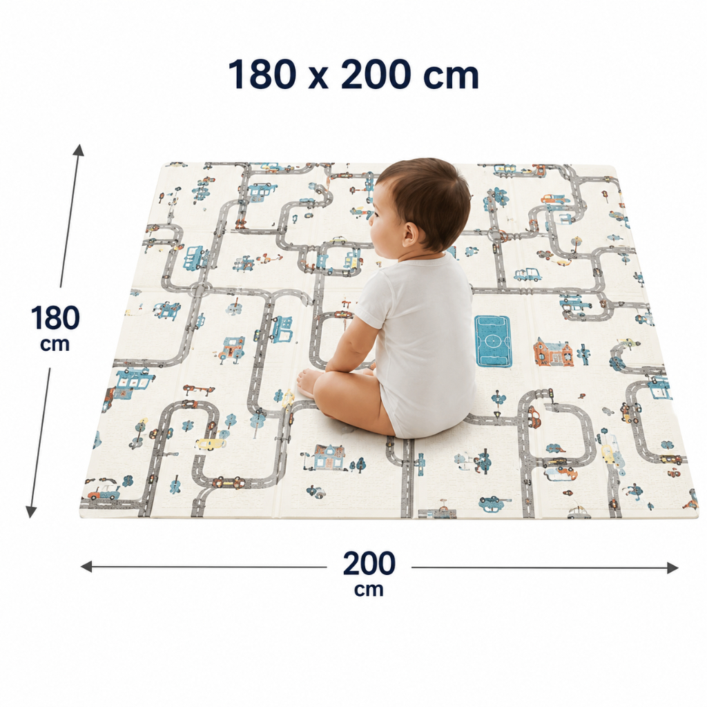Tapete Infantil Tatame Térmico Bebe Dobrável Dupla Face Emborrachado 200 x 180cm Grande Criança