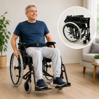 Cadeia de Rodas Compacta Dobrável em Aço com Pés e Encosto Rebatível para 120 kg D400 Dellamed