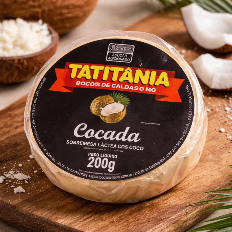 Doce Em Tablete 200gr Cocada Branca Tatitânia Redonda