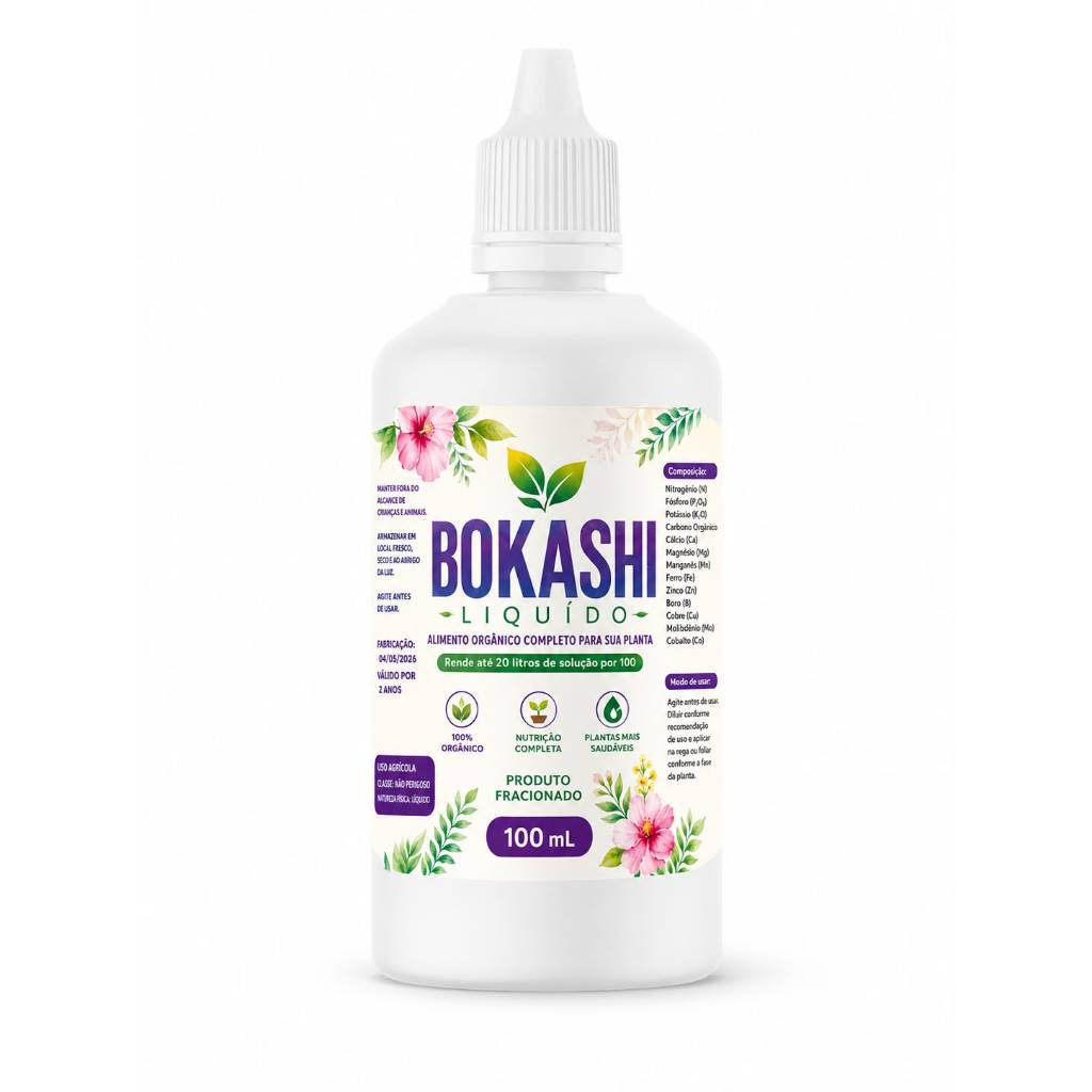 Adubo Fertilizante Orgânico Bokashi Líquido 100ml Rende 20 Litros