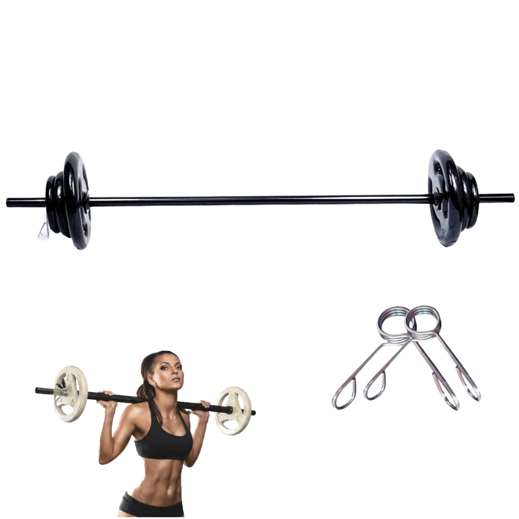 Kit Barra Pump 120cm | One Life Sports® — + Presilhas, Anilhas Emborrachadas — Musculação Fitness