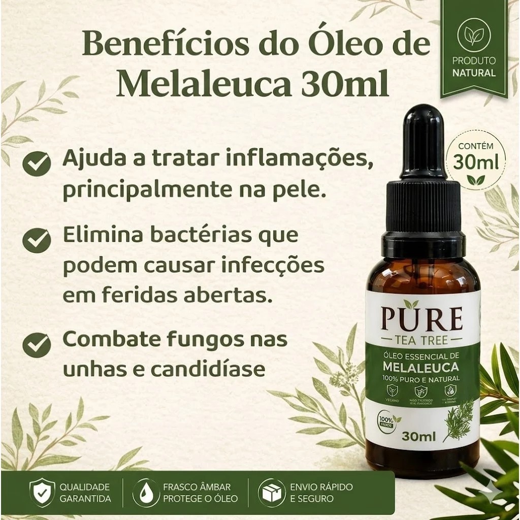 Óleo Essencial De Melaleuca 100% Puro 30ml