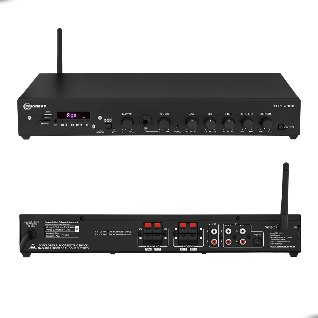 Amplificador Residencial Taramps 400w Rms Ths 6000 Original