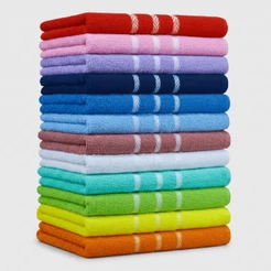 Kit 10/05 Toalhas de Rosto Grande 40x70cm Felpuda 100% Algodão Macia - Refinatto Textil
