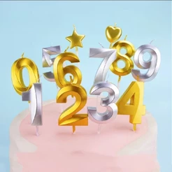 KIT 2 Velas De Aniversário 3D Com Palito N° 0 a 9 Design Dourado E Prata Para Decoração De Festas E Celebrações