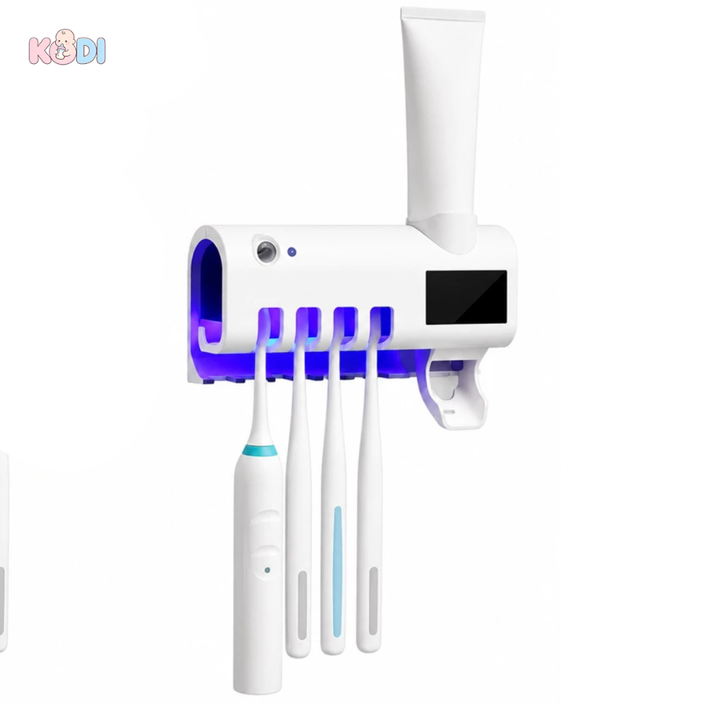 Porta Escova de Dentes UV com Dispenser de Pasta Dental Suporte Banheiro Sem Furar --K8/9