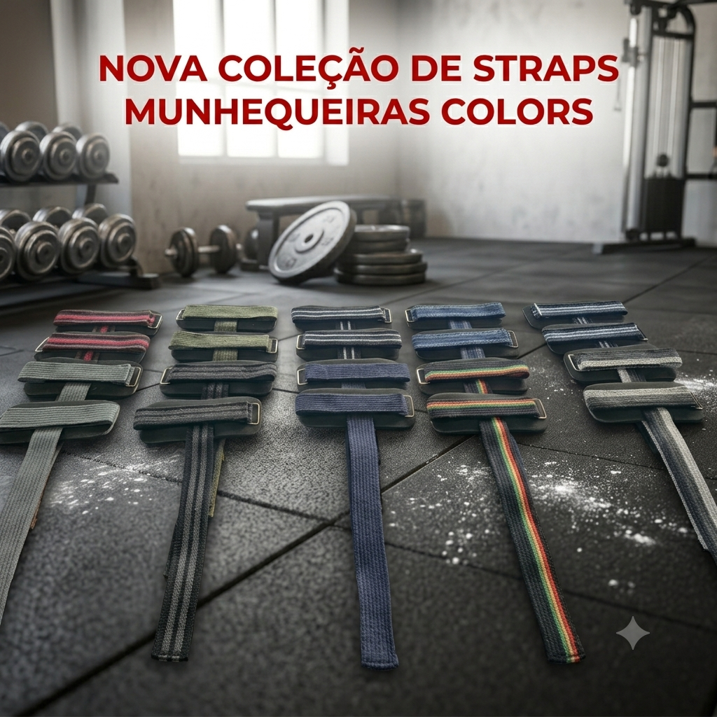 STRAPS MUNHEQUEIRAS COLORS TREINO ACADEMIA MUSCULAÇÃO FITNESS  ALGODÃO 100% PREMIUM.