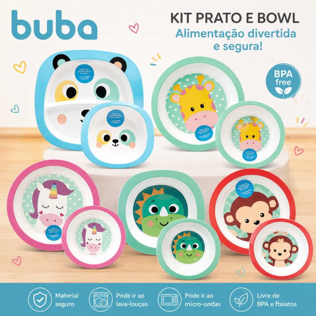 Kit Prato e Bowl Buba Alimentação Bebê
