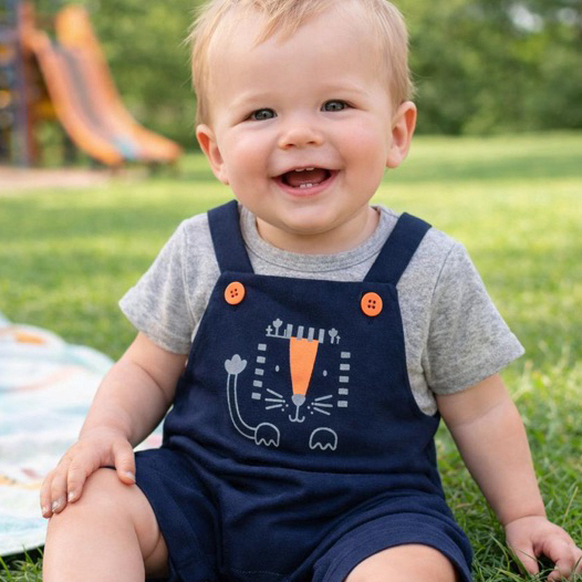 Jardineira Meninos com Camiseta Curta - JD Kids - 3878
