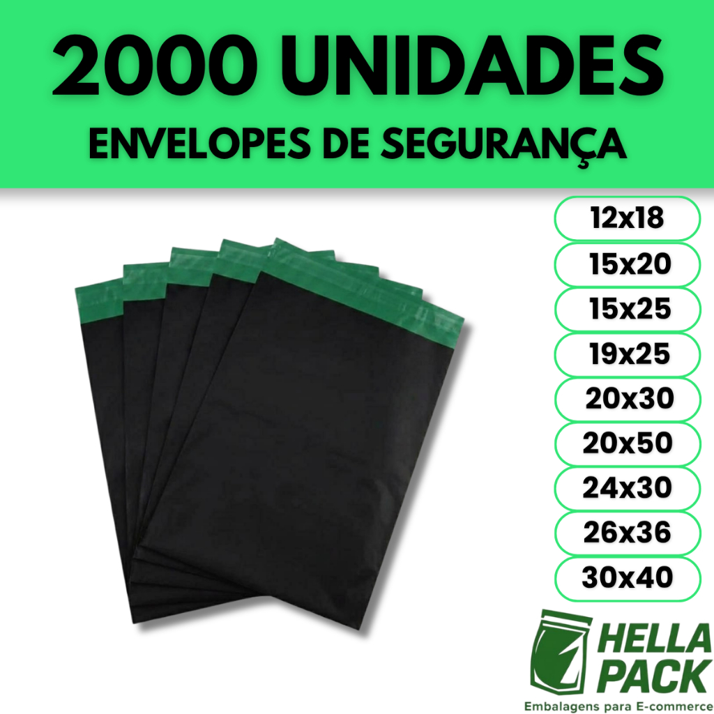 Kit 2000 Envelope Segurança Lacre Adesivo Plástico Inviolável Vários Tamanhos Correio Premium