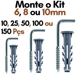 Kit Escapula e Bucha com Anel 6 8 10 Kit 50 100 200 Parafuso L Kit Escapula Zincado com Bucha Fixação