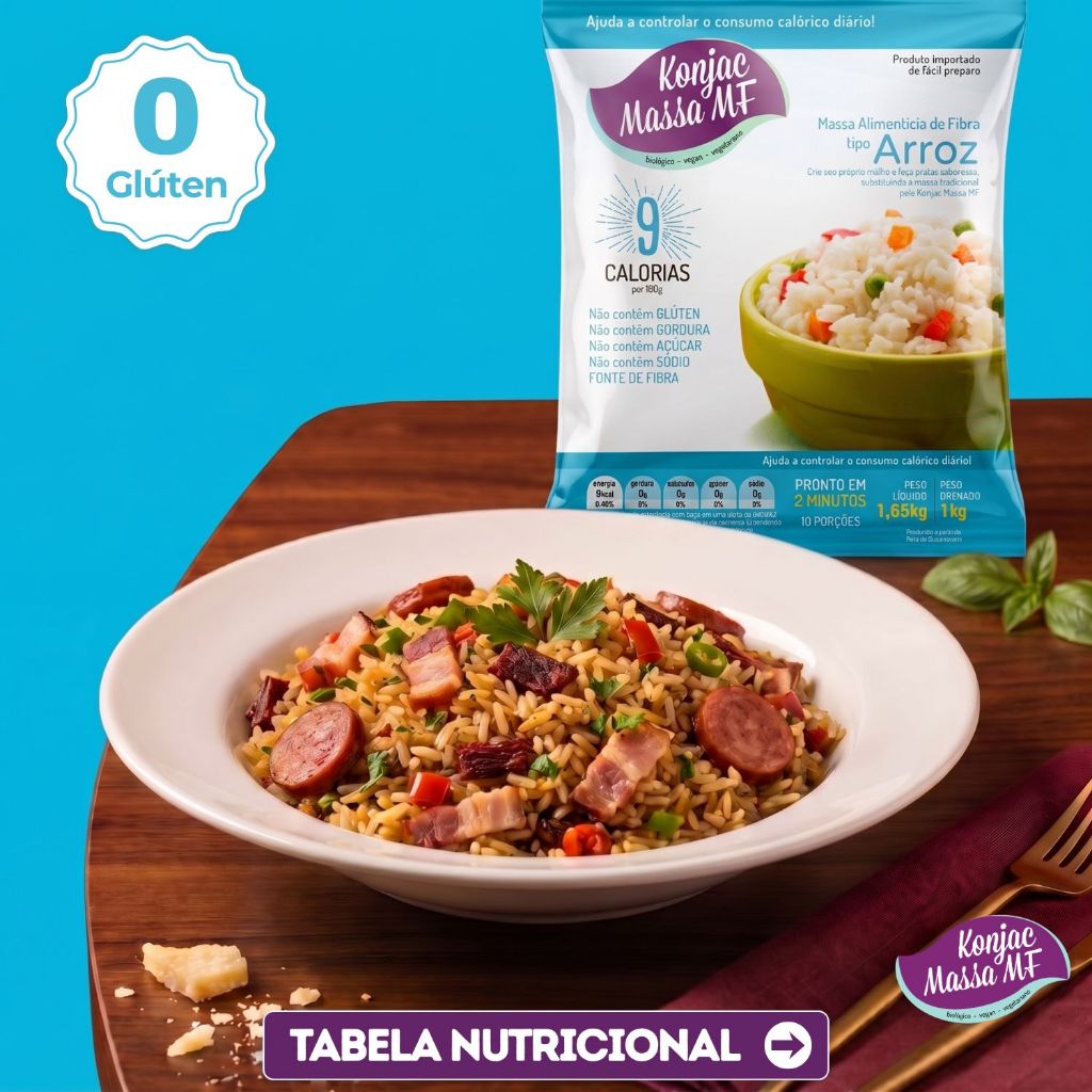 Detalhes do Arroz 1Kg Konjac Massa Para Dietas Sem Glúten Zero Gordura Vegano Fonte de Fibra Glucomanano