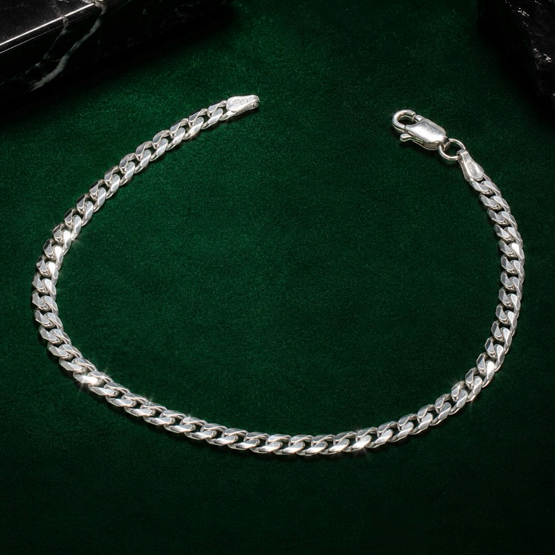 Pulseira Masculina Prata 925 Elos 3mm Sofisticado