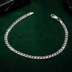 Pulseira Masculina Prata 925 Elos 3mm Sofisticado