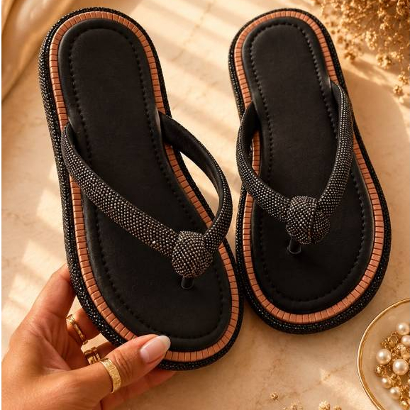 Sandália Feminina Rasteirinha Strass Brilho Chinelo Confortável Casual Luxo Branco Caramelo