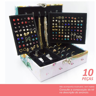 Kit Semi joias Folheadas 10 peças Ouro 18k e Prata 925 Para Revender Atacado