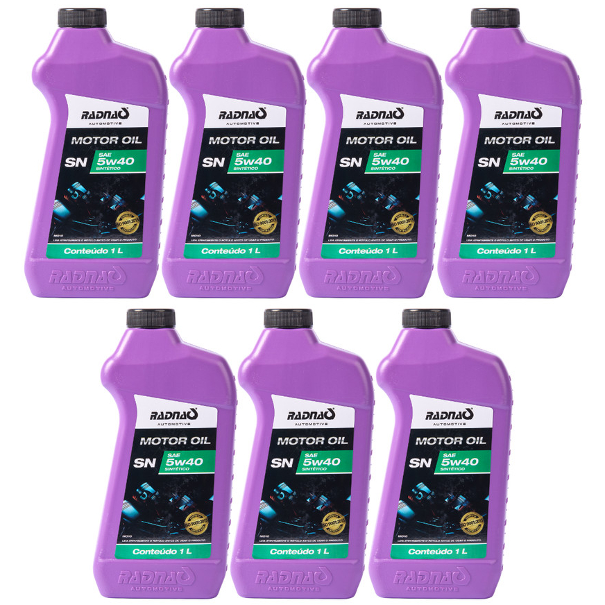Kit 7L Óleo De Motor 5W40 API SN Sintético Radnaq 1 Litro
