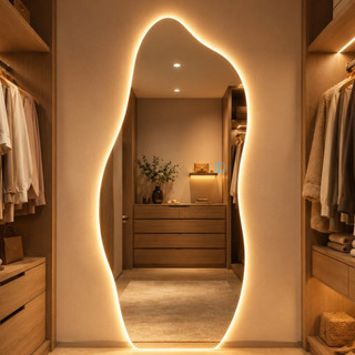 Espelho Orgânico Grande Lopazzi Corpo Inteiro 115x60 com 3 Tonalidades de Led Quente Neutro Frio Para Decoração de Luxo