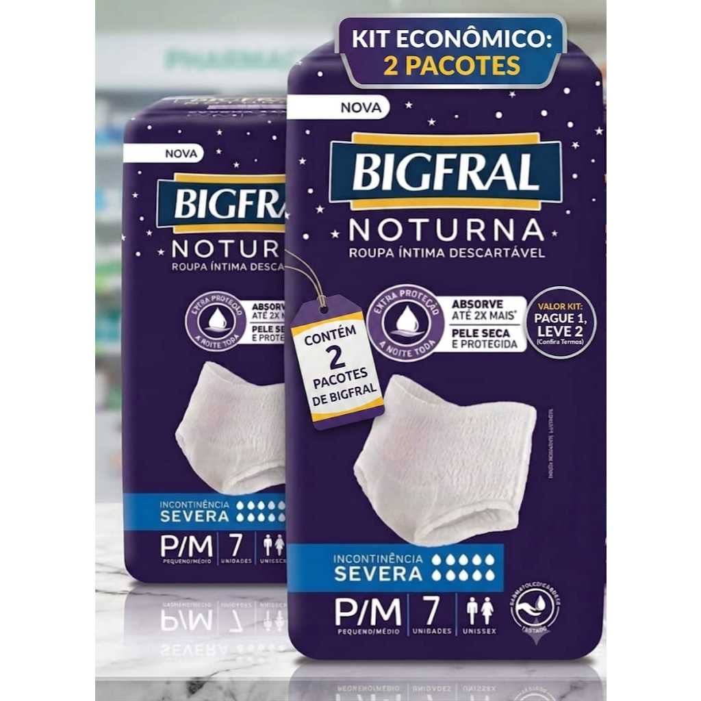 Bigfral Roupa Íntima Noturna M Kit com 2 Pacotes (14 Unidades)