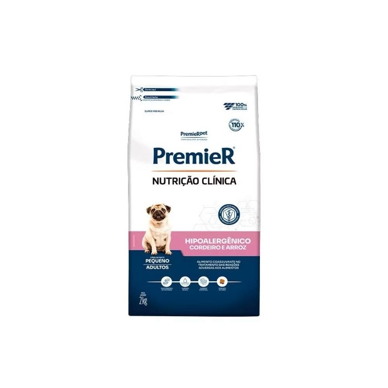 Ração Premier Nutrição Clínica Hipoalergênica Cordeiro e Arroz para Cães Adultos de Pequeno Porte – 2kg