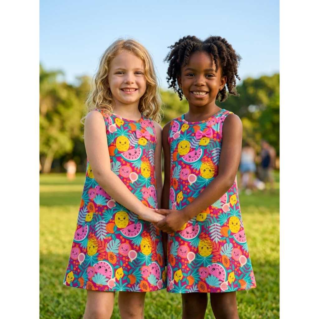 Vestidos Camisetas Conjuntos Feminina Infantil Variantes Floral Fofo Elegante Conforto Menina Garota Qualidade