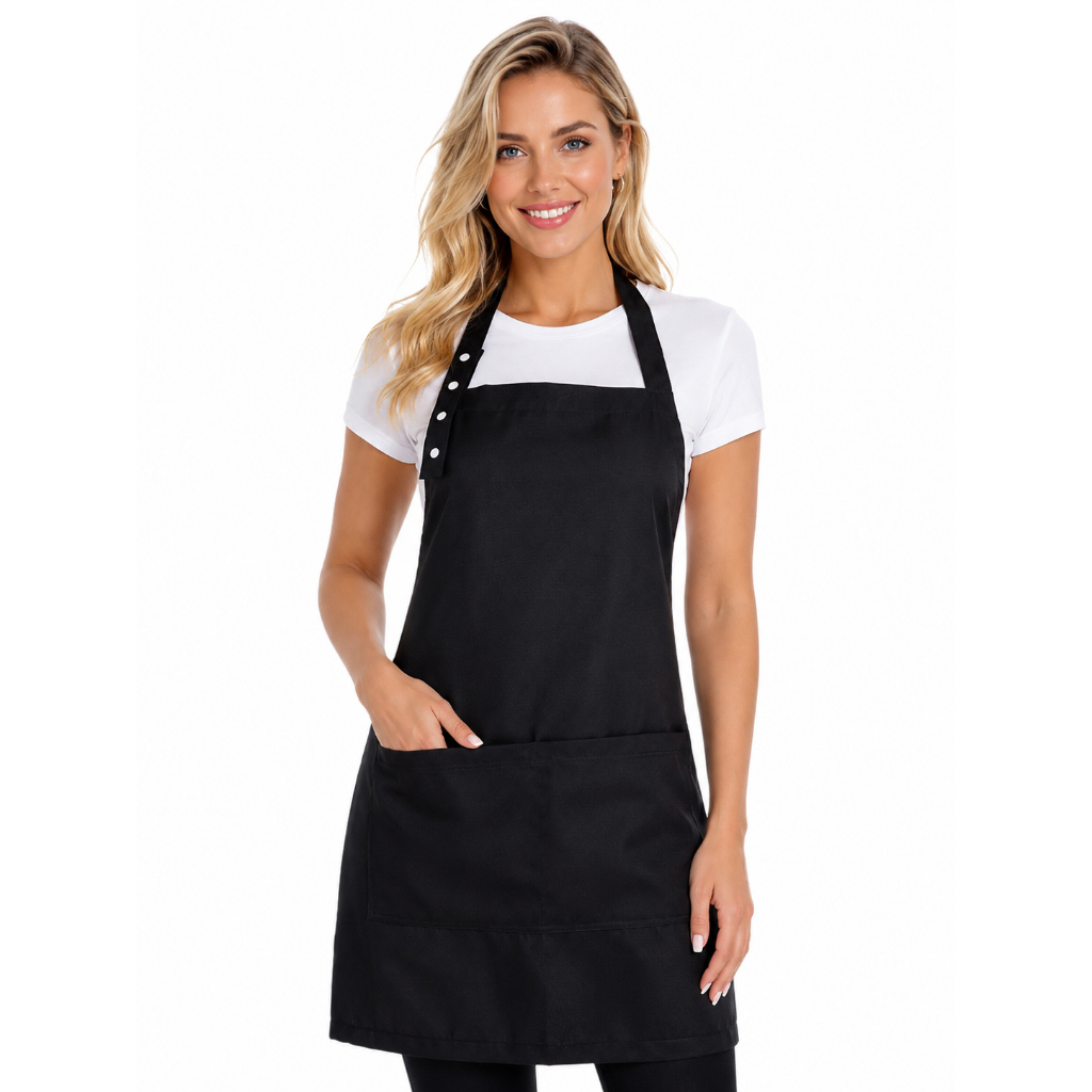 Avental Profissional Oxford Cabeleireiro Uniforme Beleza 2 Bolsos Ajustável Preto | Pentale