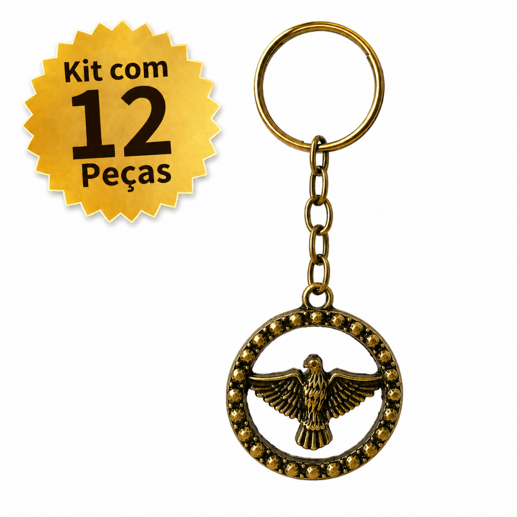Kit com 12 Chaveiros Divino Espírito Santo Lembrancinhas Religiosa Católica