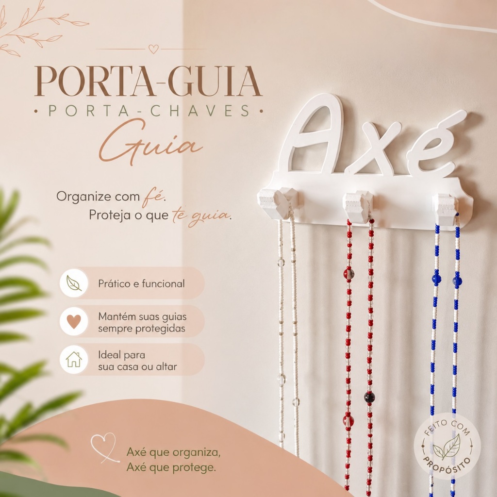 PORTA GUIAS AXÉ UMBANDA CANDOMBLÉ | ORGANIZADOR DE GUIAS | PORTA-CHAVES DECORATIVO