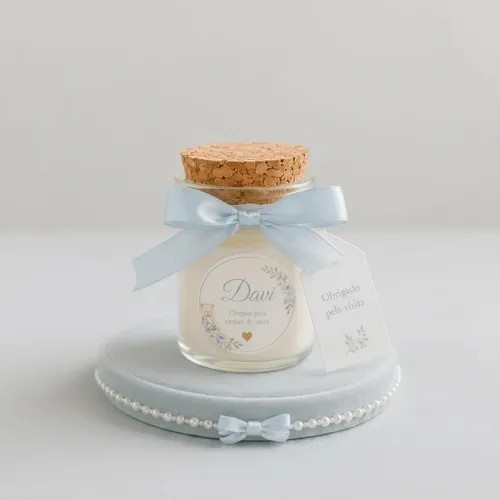 Lembrancinha Vela Aromática Maternidade Luxo Personalizada c/ Tag, 40g, 10 unidades