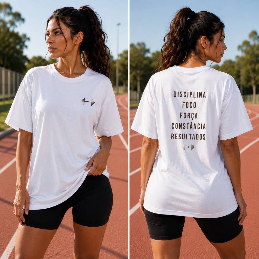 Camiseta Feminina Academia Foco Disciplina Gym Fitness Confortável - 100% Algodão