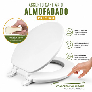 Assento Sanitario S/Almofadado Universal Tampa Vaso Branco Clink Cadeirante Acolchoado Banheiro