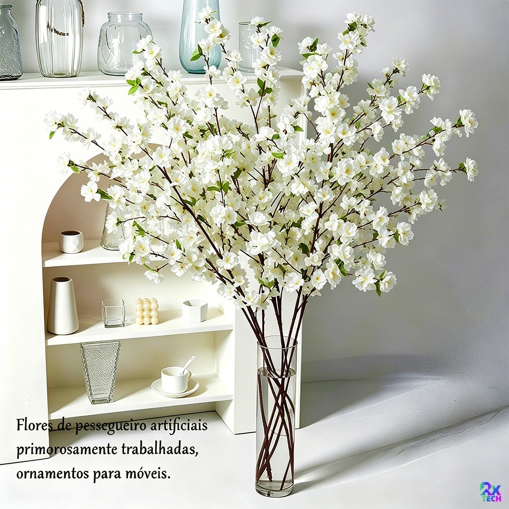 5 A 10  Buquê De Flores Artificiais 200 Flor De Cerejeira Artificial Decoração Para Casa 2 Cores
