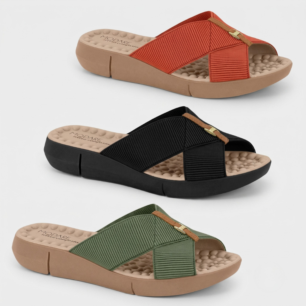 Chinelo Feminino Ortopédico Modare Esporão Massageador Elastico Tamanco Anabela 