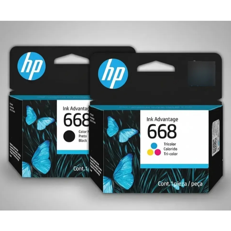 Kit Cartucho de Tinta HP 668 Preto e Colorido Original para Impressora HP