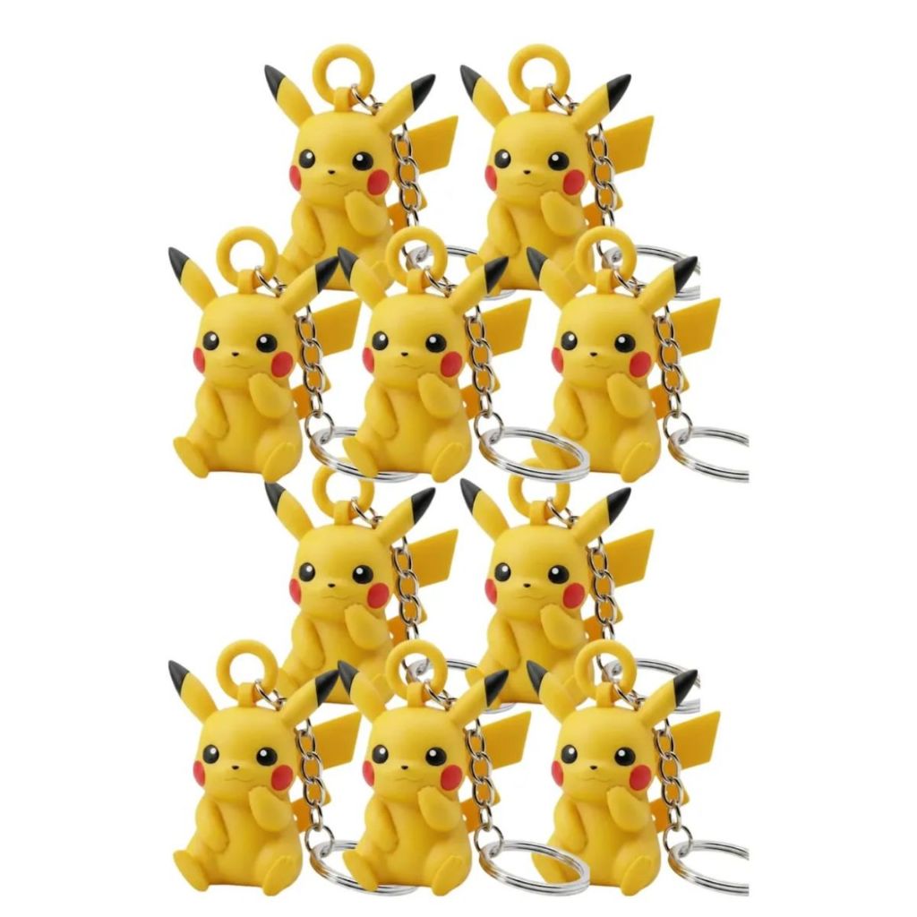 Kit 10 Chaveiros Pokemon Pikachu Amarelo Alta Qualidade