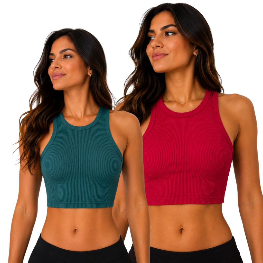 Cropped Feminino Canelado Nadador Casual Confortável Ideal Para Academia
