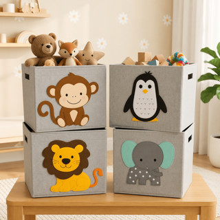 Cesto Organizador Dobrável Brinquedos Multiuso Infantil Roupa Suja Tecido Dobrável Quadra…