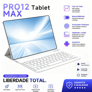 Pro12 Tablet | 16GB RAM 512GB | Android 15 | 11.6" HD screen | 5G | With Free Keyboard and Mouse