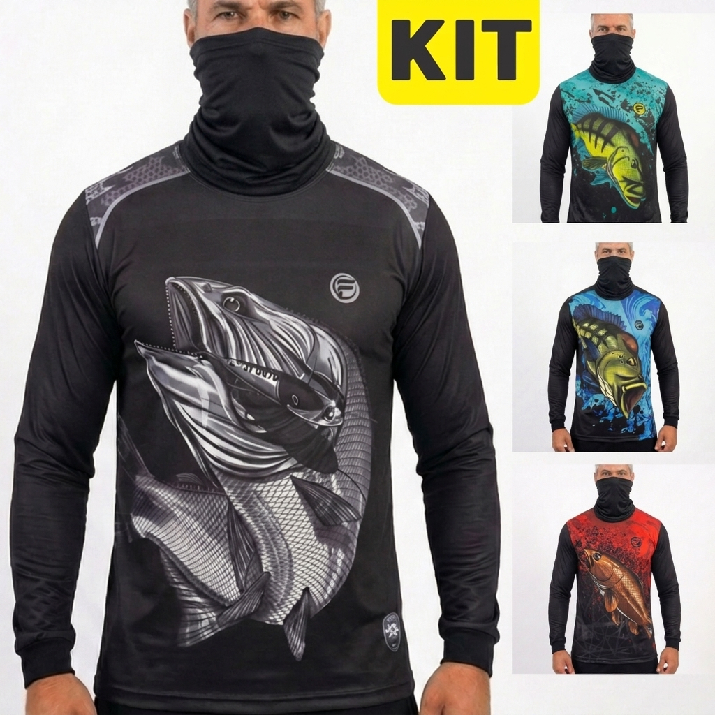 Kit Camisa De Pesca + Bandana C/ Proteção Térmica Esportiva dryfit -  Pescaria Camiseta