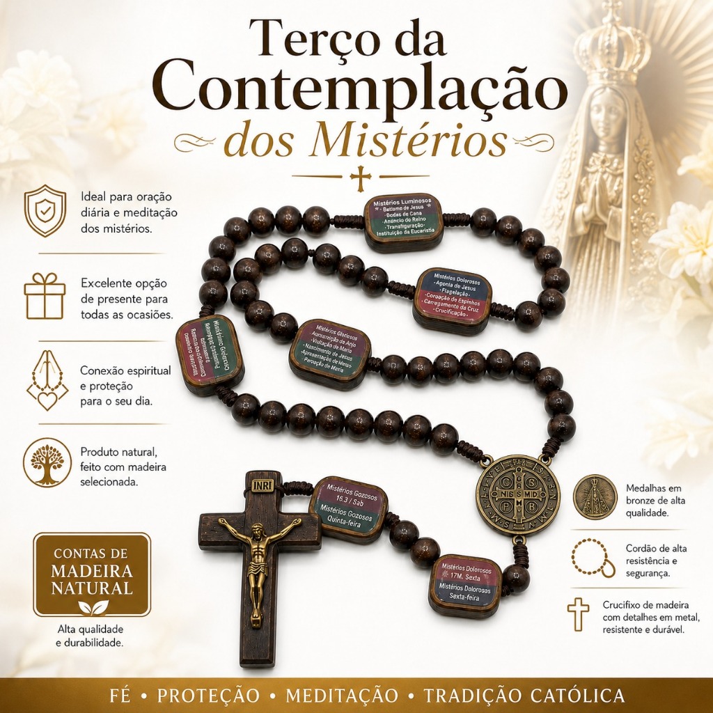 Terço Católico De São Bento Nossa Senhora Aparecida Da Contemplação Dos Mistérios