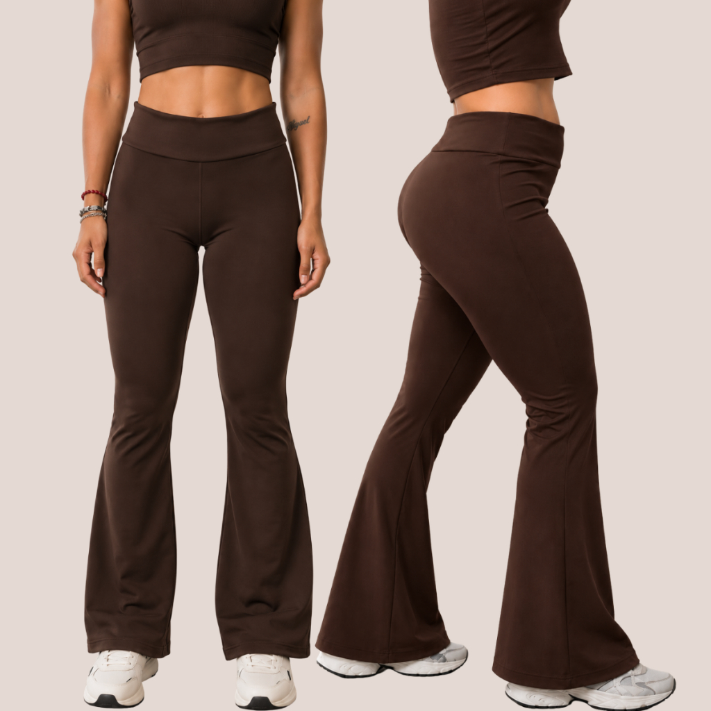 KIT 2 - Calça Bailarina - Calça Legging Fitness Cintura Alta - Boca de Sino - Calça de Academia Flare · foto 2