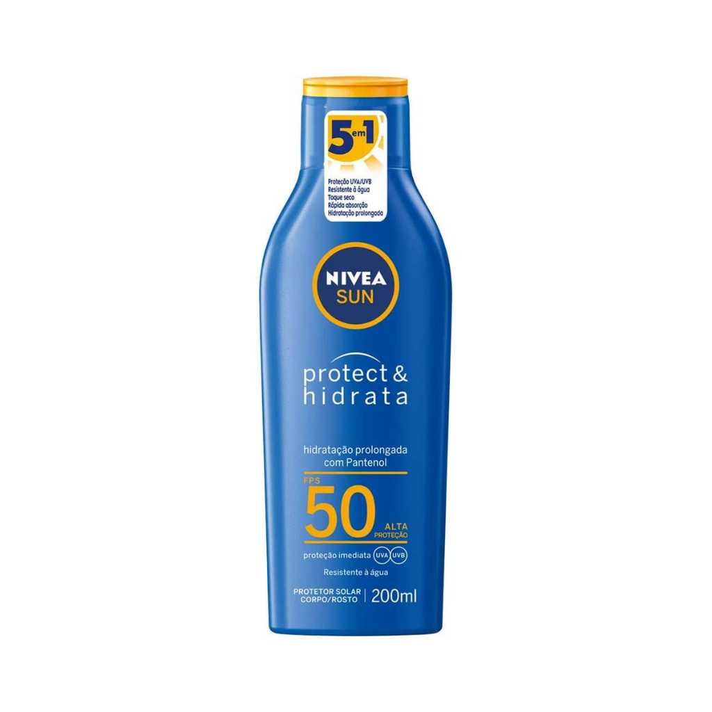 Protetor Solar NIVEA Protect & Hidrata FPS 50 200ml Proteção UVA/UVB Hidratação Diária URB