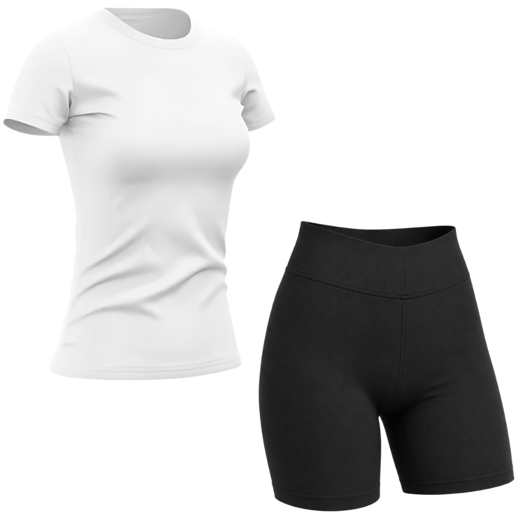 Kit 1 Conjunto Feminino Baby Look Dry Fit + 1 Short Legging Leg Malhação Academia Corrida Caminhada
