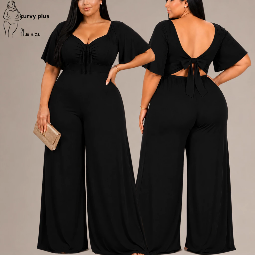 macacão plus size feminino macacão plus size feminino longo macacão plus size feminino festa luxo Elegante