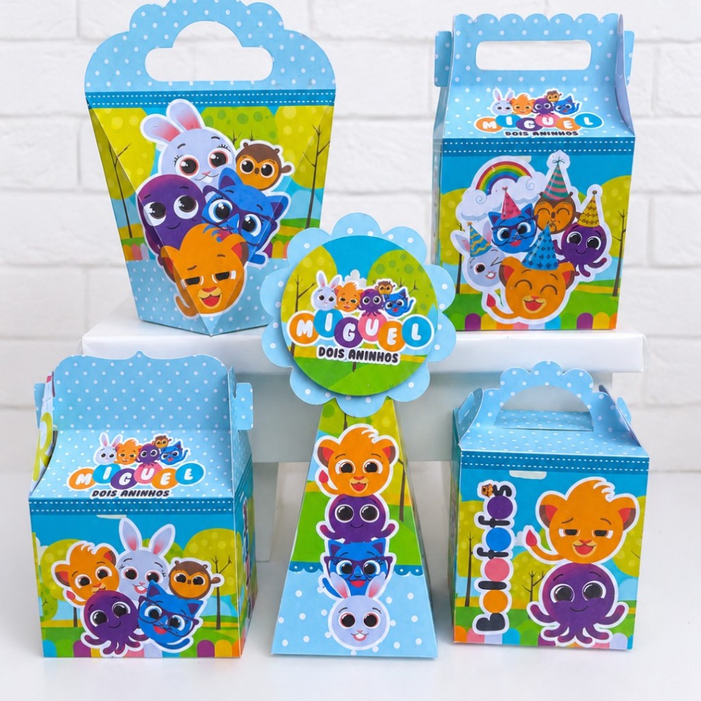 Kit caixinhas personalizadas Bolofofos menino/ Festa infantil/ Lembrancinhas personalizadas